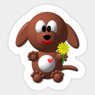 Cute Dapper Dog with a Dandelion Sticker